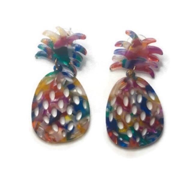 Jewelry - Multicolor Pineapple Acrylic Drop Earrings